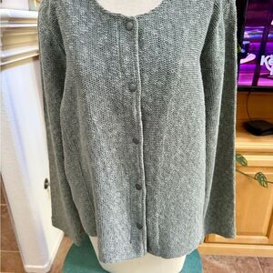 NIC+ZOE Gray Button Cardigan XXL – Cotton Blend Knit NWT